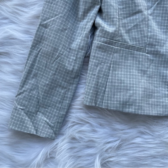 Ann Taylor light gray Crewneck jacket in graphic check - Picture 3 of 11
